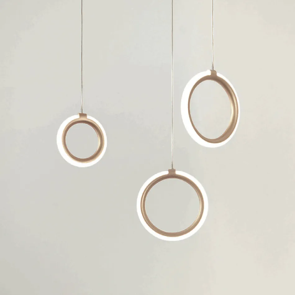 Lustre com 3 Luzes LED em Metal Pintado e Vidro Opcional - Cedro Viadurini