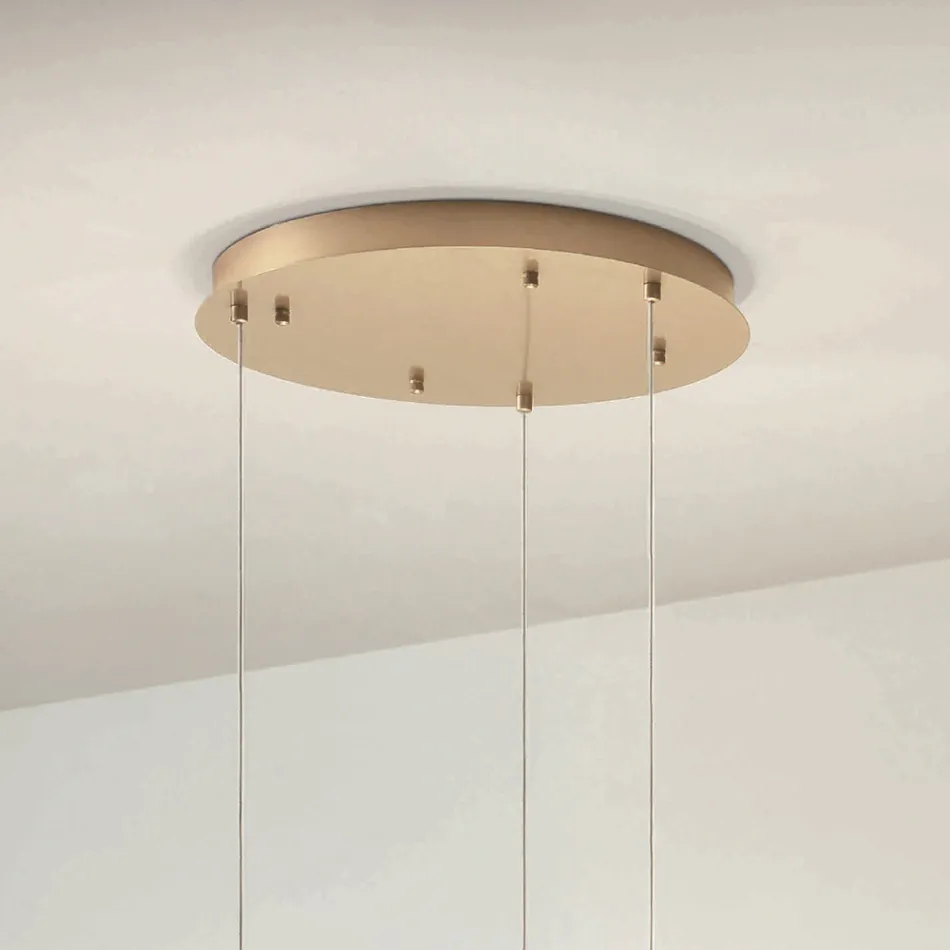 Lustre com 3 Luzes LED em Metal Pintado e Vidro Opcional - Cedro Viadurini