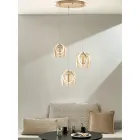 Lustre com 3 Luzes LED em Metal Pintado e Vidro Opcional - Cedro Viadurini
