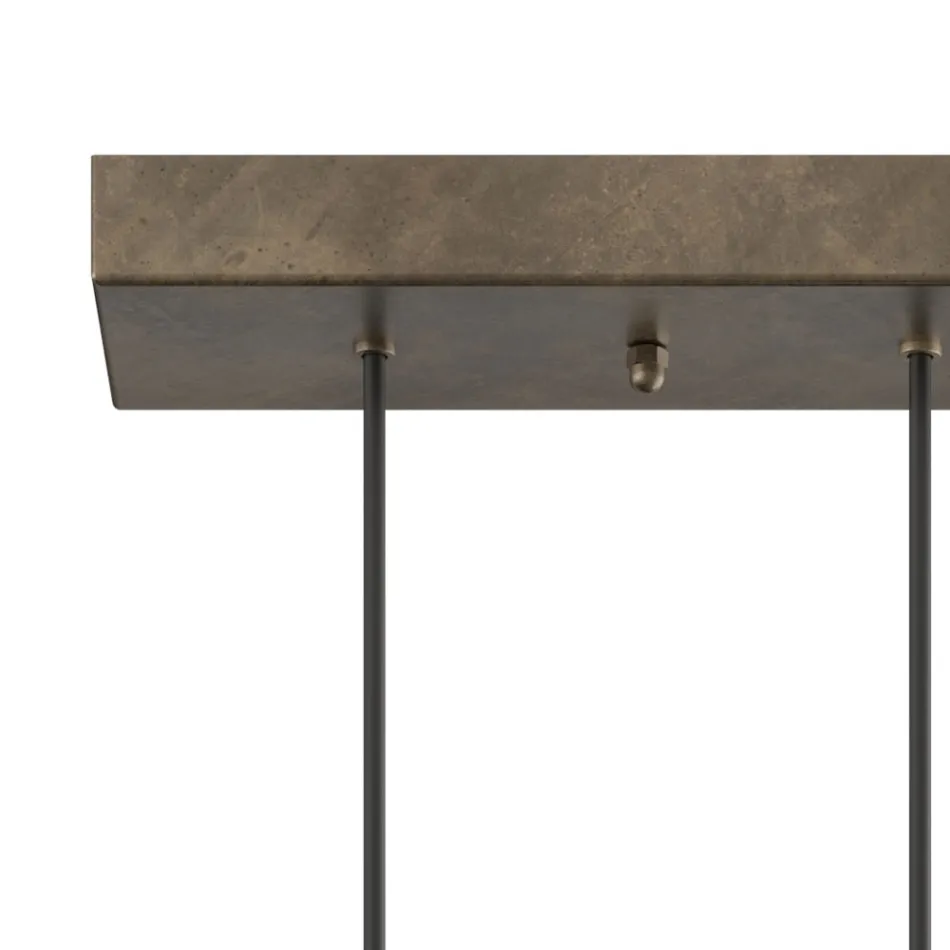 Lustre com 5 Luzes em Ferro e Vidro Fabricado na Itália - Nublado Viadurini