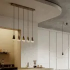 Lustre com 5 Luzes em Ferro e Vidro Fabricado na Itália - Nublado Viadurini