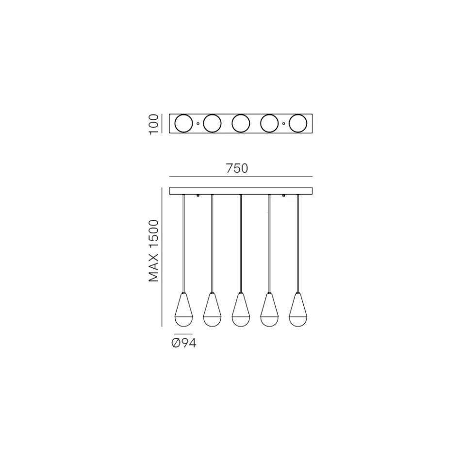 Lustre com 5 Luzes em Ferro e Vidro Fabricado na Itália - Nublado Viadurini