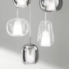 Lustre com 6 difusores de vidro fumê e transparente feito na Itália - Trilly Viadurini