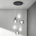 Lustre com 6 difusores de vidro fumê e transparente feito na Itália - Trilly