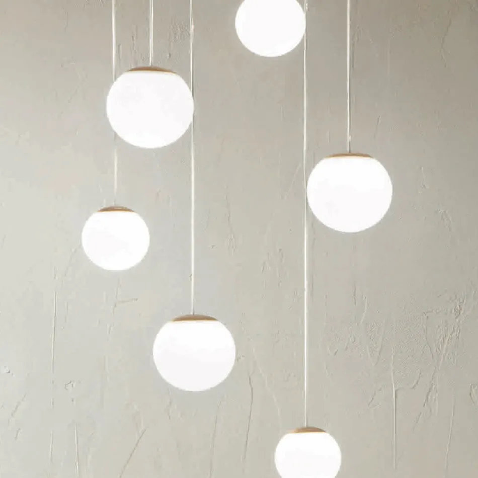 Lustre com 6 LEDs Coberto por Vidro Opcional e Base em Metal - Faia Viadurini