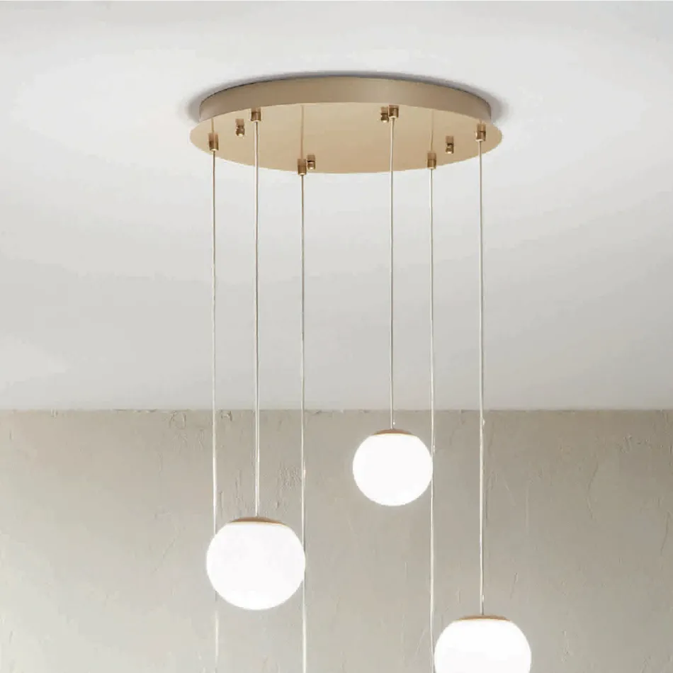 Lustre com 6 LEDs Coberto por Vidro Opcional e Base em Metal - Faia Viadurini