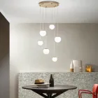 Lustre com 6 LEDs Coberto por Vidro Opcional e Base em Metal - Faia Viadurini
