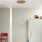 Lustre com 6 LEDs e Base Redonda em Metal Pintado Dourado - Hornbeam Viadurini
