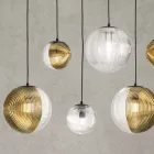Lustre com 6 Luzes em Vidro Soprado em Forma de Esfera Fabricado na Itália - Prilla Viadurini