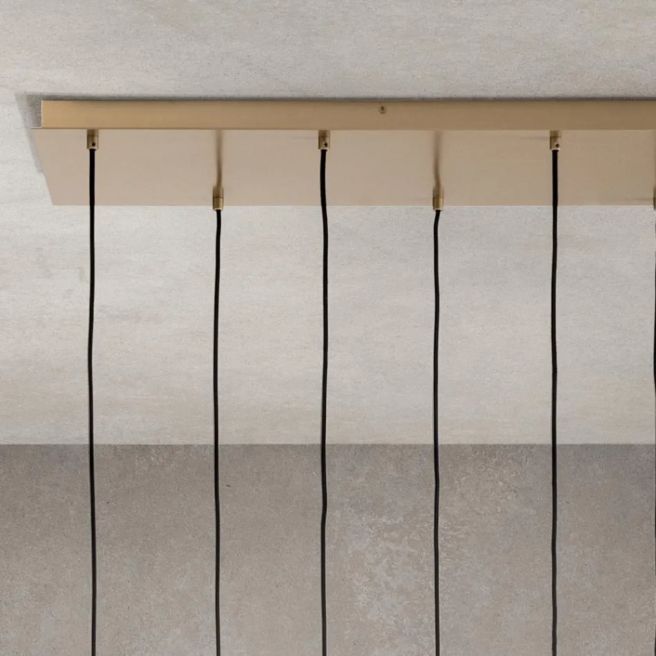 Lustre com 6 Luzes em Vidro Soprado em Forma de Esfera Fabricado na Itália - Prilla Viadurini