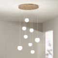 Lustre com 8 LEDs Coberto por Vidro Colorido Opcional e Base em Metal - Faia