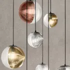 Lustre com 8 Luzes em Vidro Soprado em Forma de Esfera Fabricado na Itália - Prilla Viadurini