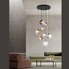 Lustre com 8 Luzes em Vidro Soprado em Forma de Esfera Fabricado na Itália - Prilla Viadurini