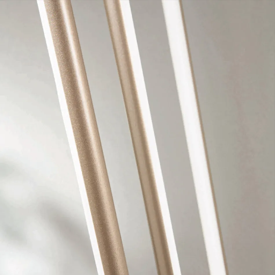 Lustre com 8 Luzes LED em Metal Pintado Dourado e Cabos Ajustáveis - Laranja Viadurini