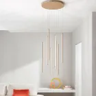 Lustre com 8 Luzes LED em Metal Pintado Dourado e Cabos Ajustáveis - Laranja Viadurini