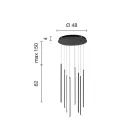 Lustre com 8 Luzes LED em Metal Pintado Dourado e Cabos Ajustáveis - Laranja Viadurini