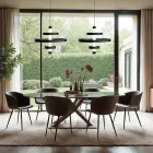 Lustre com Corpo de Vidro e 3 Círculos de Alumínio - Clara Viadurini