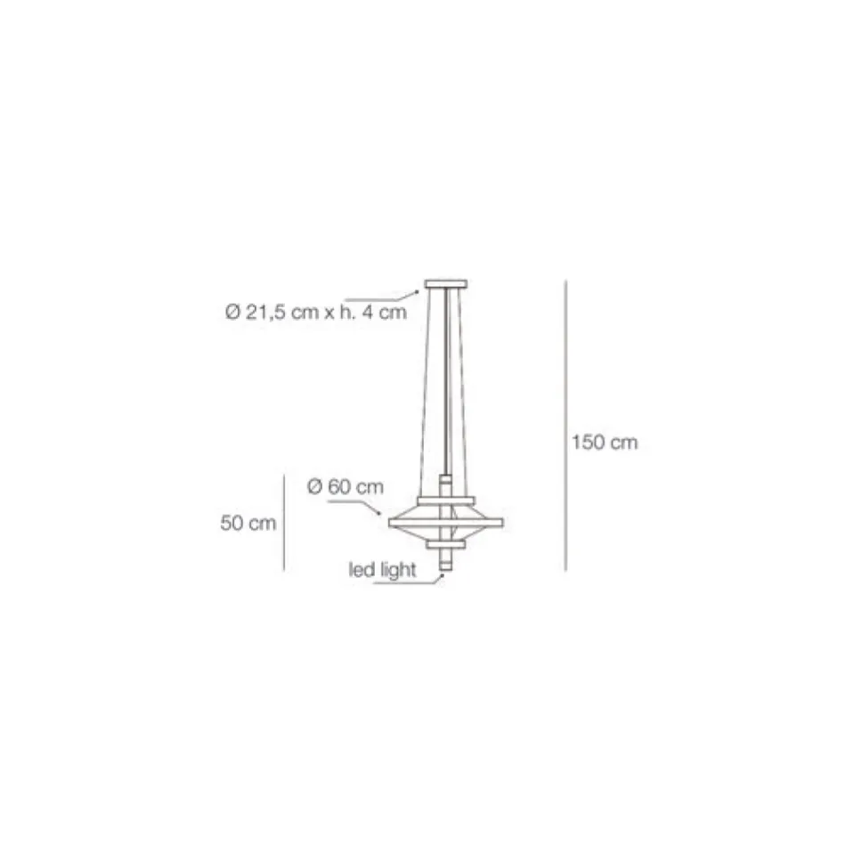 Lustre com Corpo de Vidro e 3 Círculos de Alumínio - Clara Viadurini