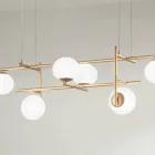 Lustre com LED em Metal Pintado Dourado e Vidro Soprado - Ailanto Viadurini