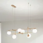 Lustre com LED em Metal Pintado Dourado e Vidro Soprado - Ailanto Viadurini