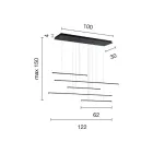 Lustre com Luzes LED Horizontais em Metal e Cabos Ajustáveis - Laranja Viadurini