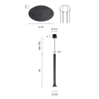 Lustre com armação de metal pintado de preto e cabos ajustáveis - Birch Viadurini