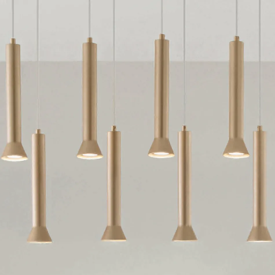 Lustre com armação de metal pintado de ouro e cabos ajustáveis - Birch Viadurini