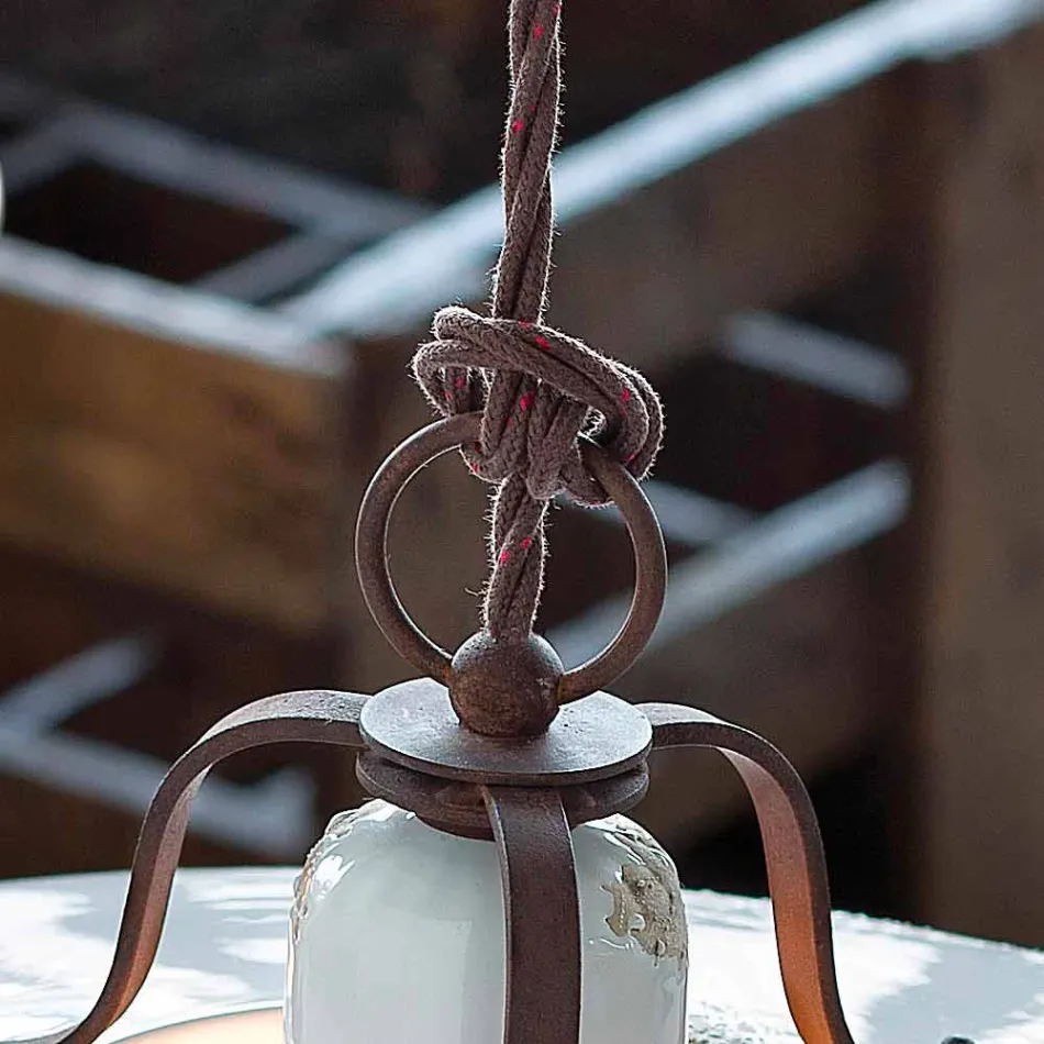 Lustre country em cerâmica e metal Monica Ferroluce Viadurini