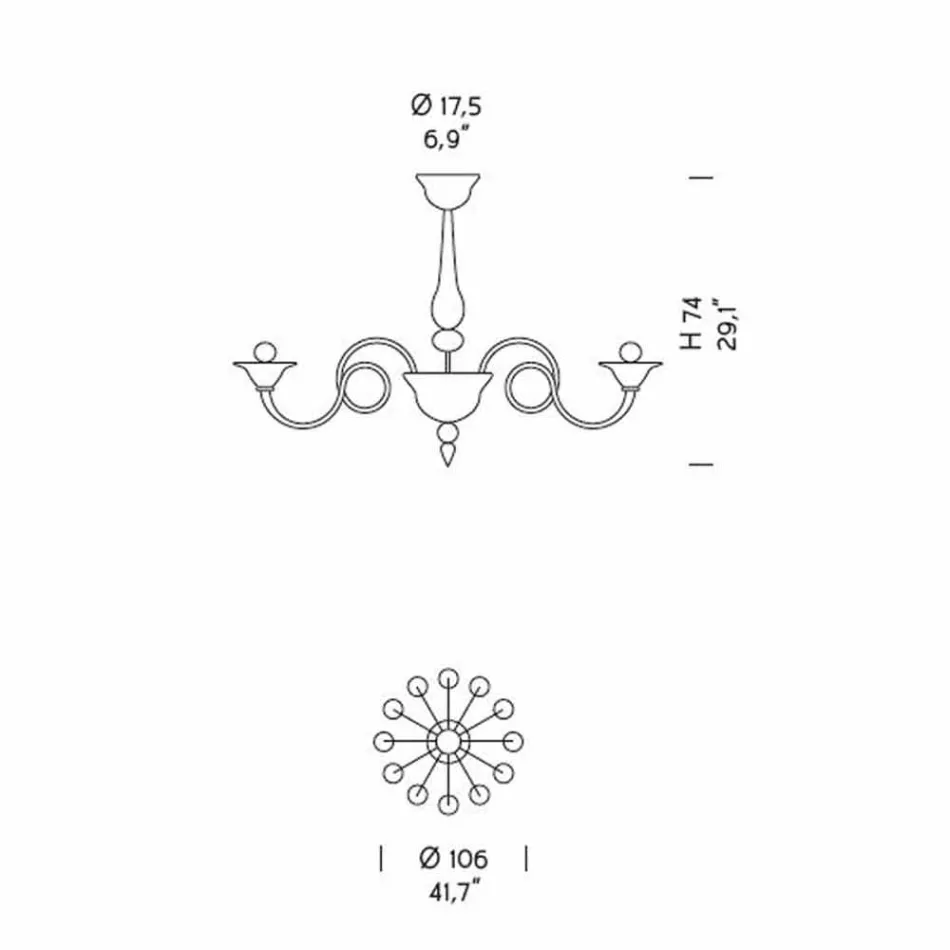 Lustre de vidro veneziano feito à mão 12 luzes feito na Itália - Margherita Viadurini