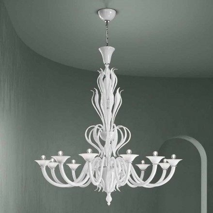 Lustre de vidro 12 luzes de Veneza feito à mão na Itália - Agustina Viadurini