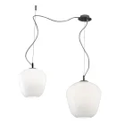 Lustre descentralizado com lâmpadas de vidro pequenas e grandes, fabricado na Itália - Elisia Viadurini