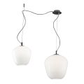 Lustre descentralizado com lâmpadas de vidro pequenas e grandes, fabricado na Itália - Elisia