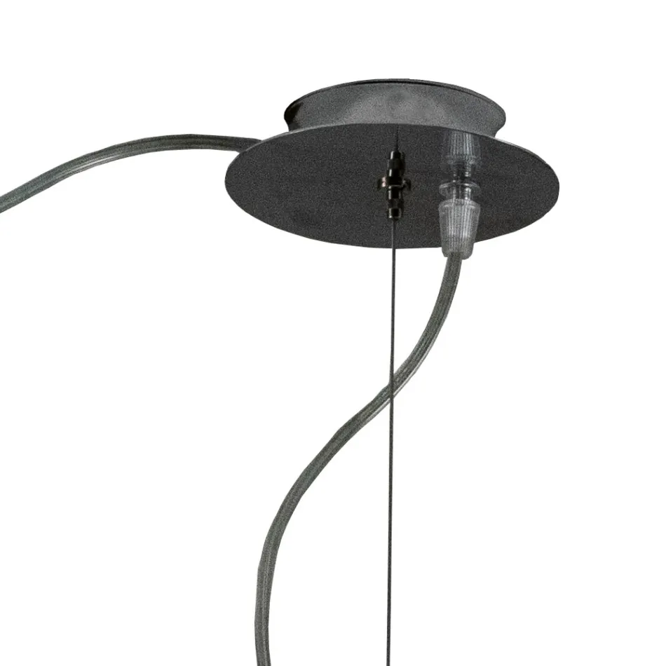 Lustre descentralizado com lâmpadas de vidro pequenas e grandes, fabricado na Itália - Elisia Viadurini