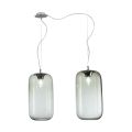 Lustre descentralizado de duas luzes em vidro artesanal, fabricado na Itália - Soffio