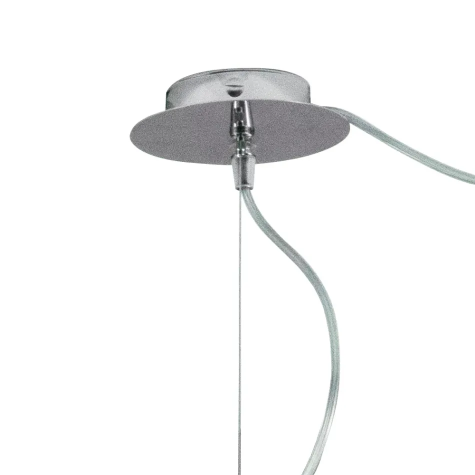 Lustre descentralizado de duas luzes em vidro artesanal, fabricado na Itália - Soffio Viadurini