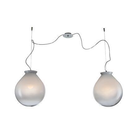 Lustre descentrado em vidro moldado à mão, fabricado na Itália - Iride Viadurini