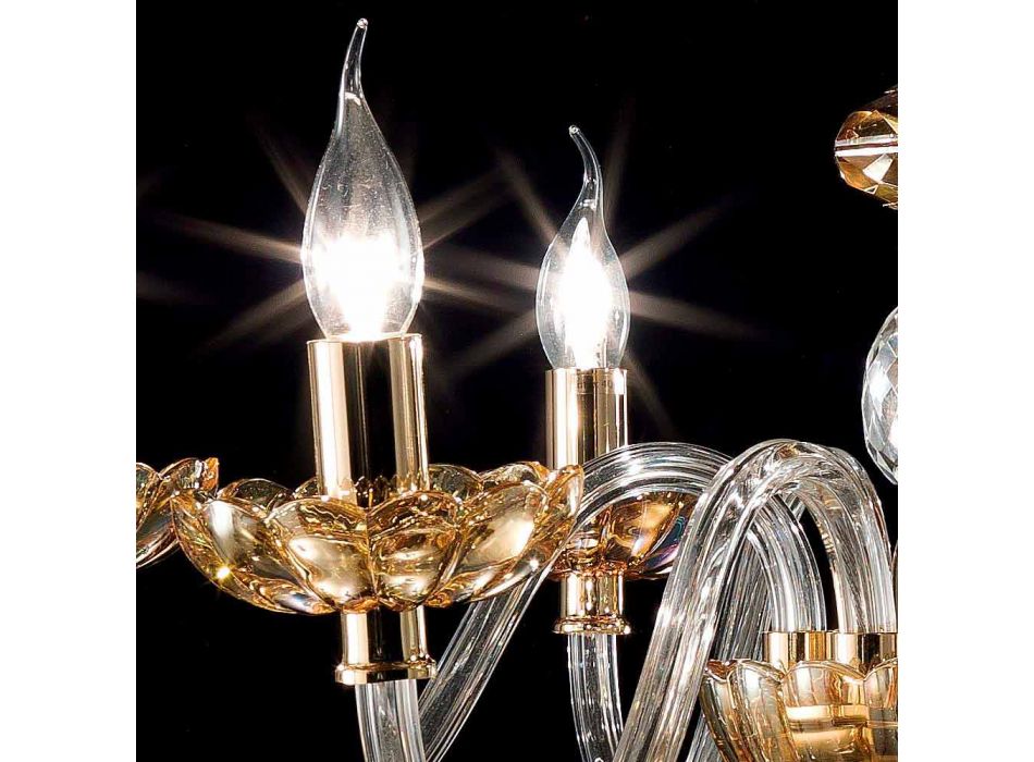 Lustre clássico com 6 luzes em vidro e cristal Belle Viadurini