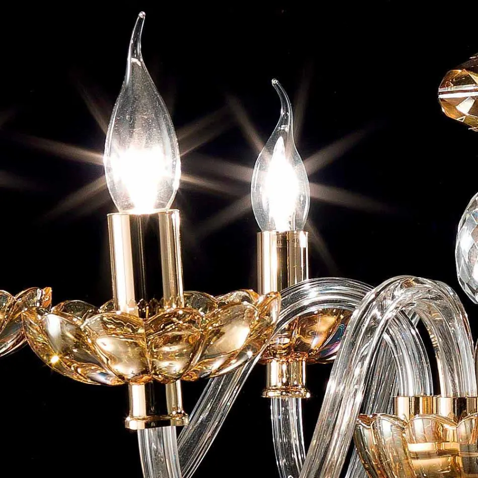 Lustre clássico com 6 luzes em vidro e cristal Belle Viadurini