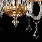 Lustre clássico com 6 luzes em vidro e cristal Belle Viadurini