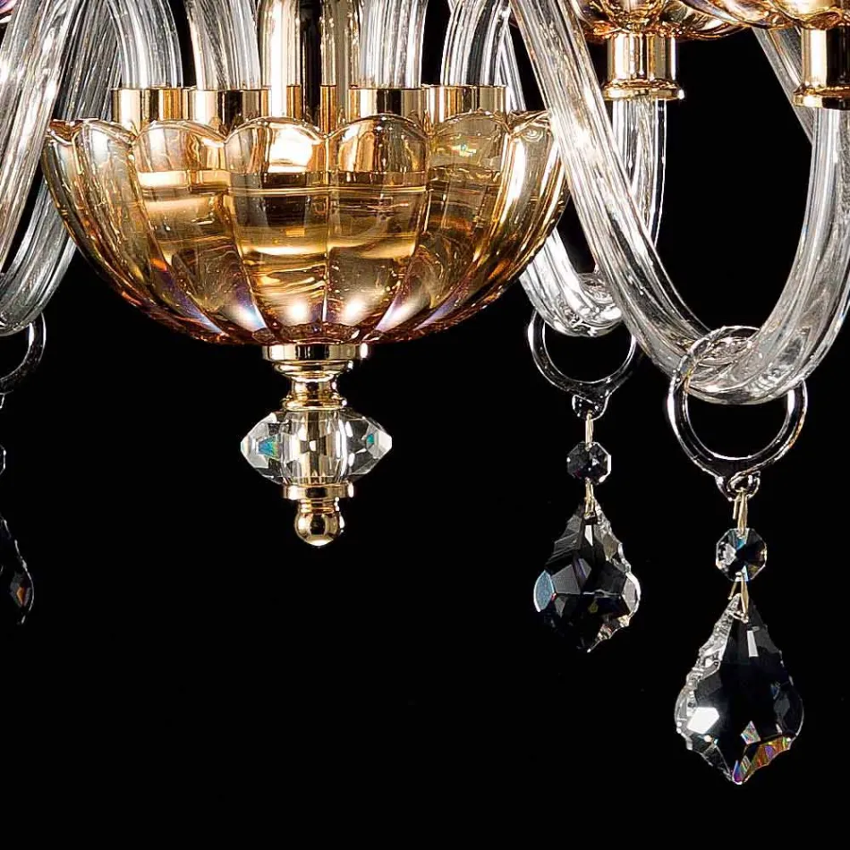 Lustre clássico com 6 luzes em vidro e cristal Belle Viadurini