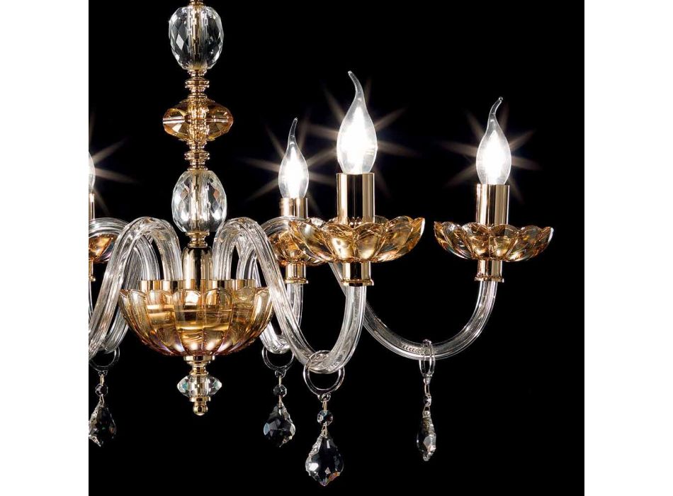 Lustre clássico com 6 luzes em vidro e cristal Belle Viadurini