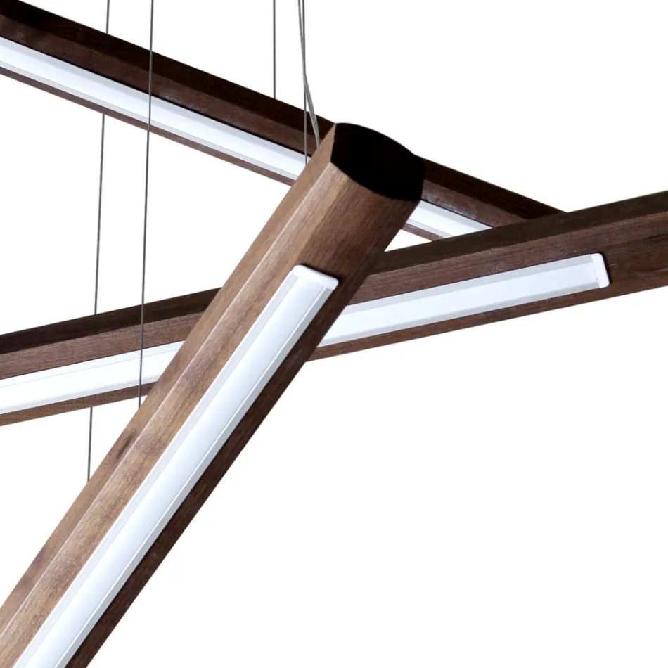 Um lustre de design de 4 peças em madeira Grilli York made in Italy Viadurini