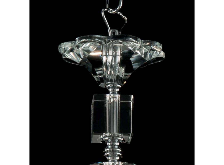 Lustre de vidro design com 6 luzes em vidro e cristal Ivy, made in Italy