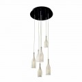 Lustre de design com 6 abajures Grilli Mathusalem made in Italy