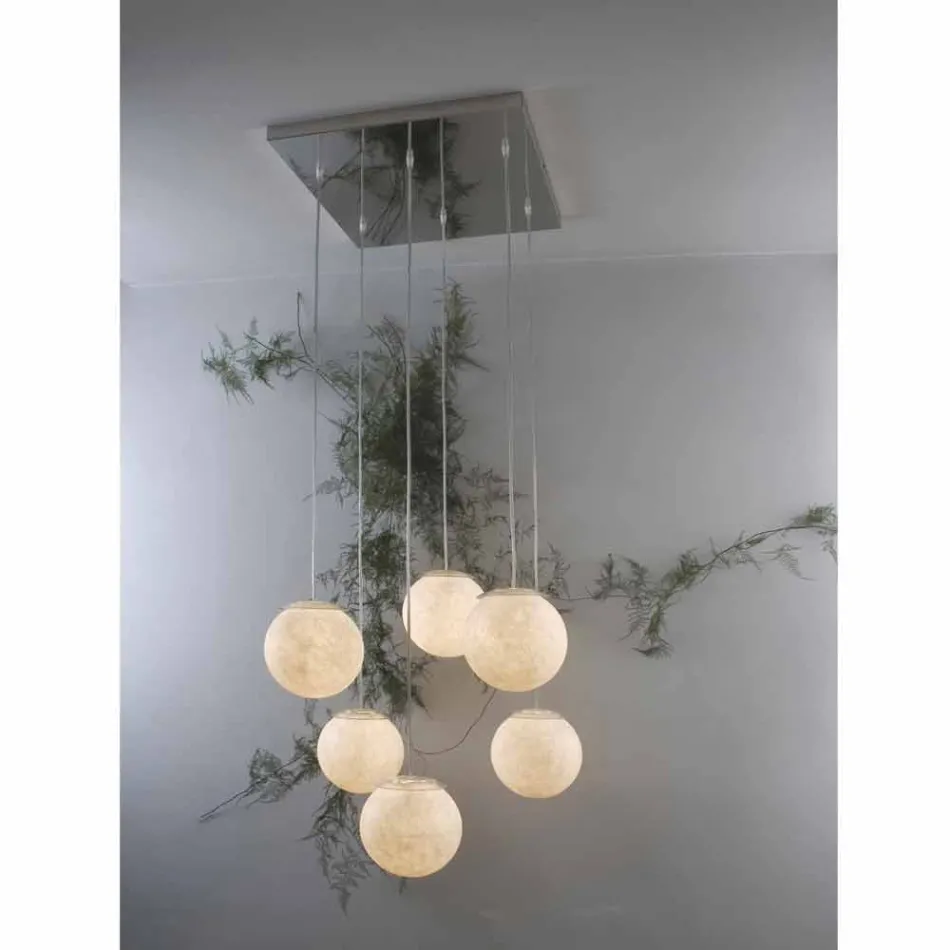 Lustre design moderno In-es.artdesign Sei Lune in nebulite Viadurini