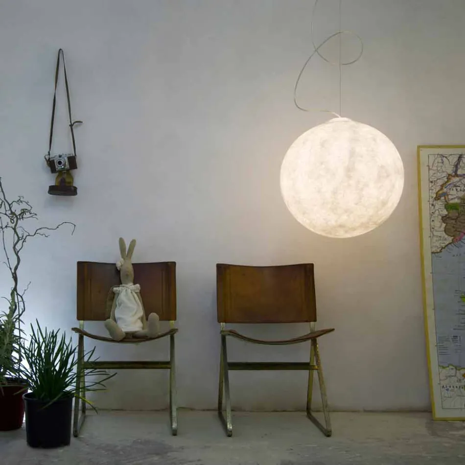 Lustre de design moderno In-es.artdesign Lua branca em nebulite Viadurini