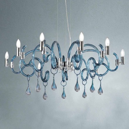 Lustre de 9 luzes feito à mão em vidro veneziano feito na Itália - Bernadette Viadurini