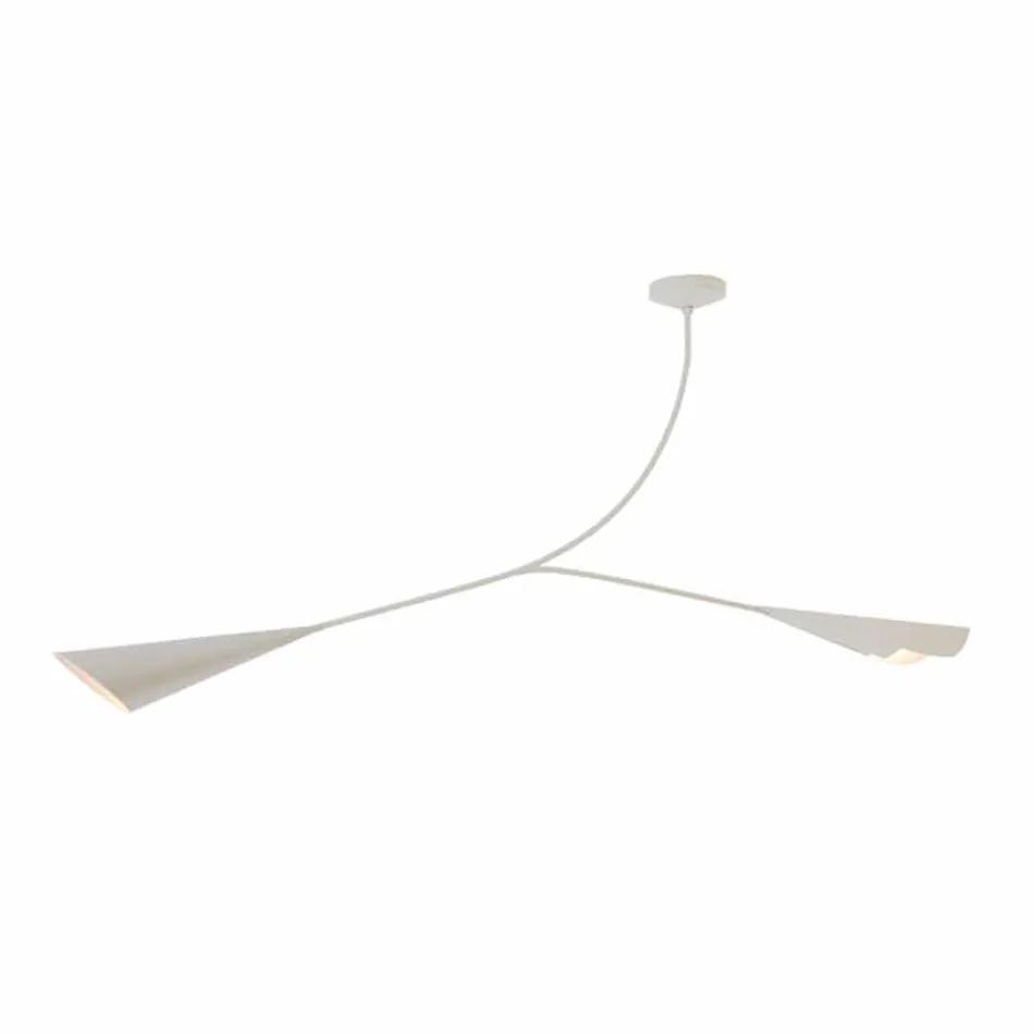 Lustre de aço pintado de branco feito à mão feito na Itália - Elica Viadurini