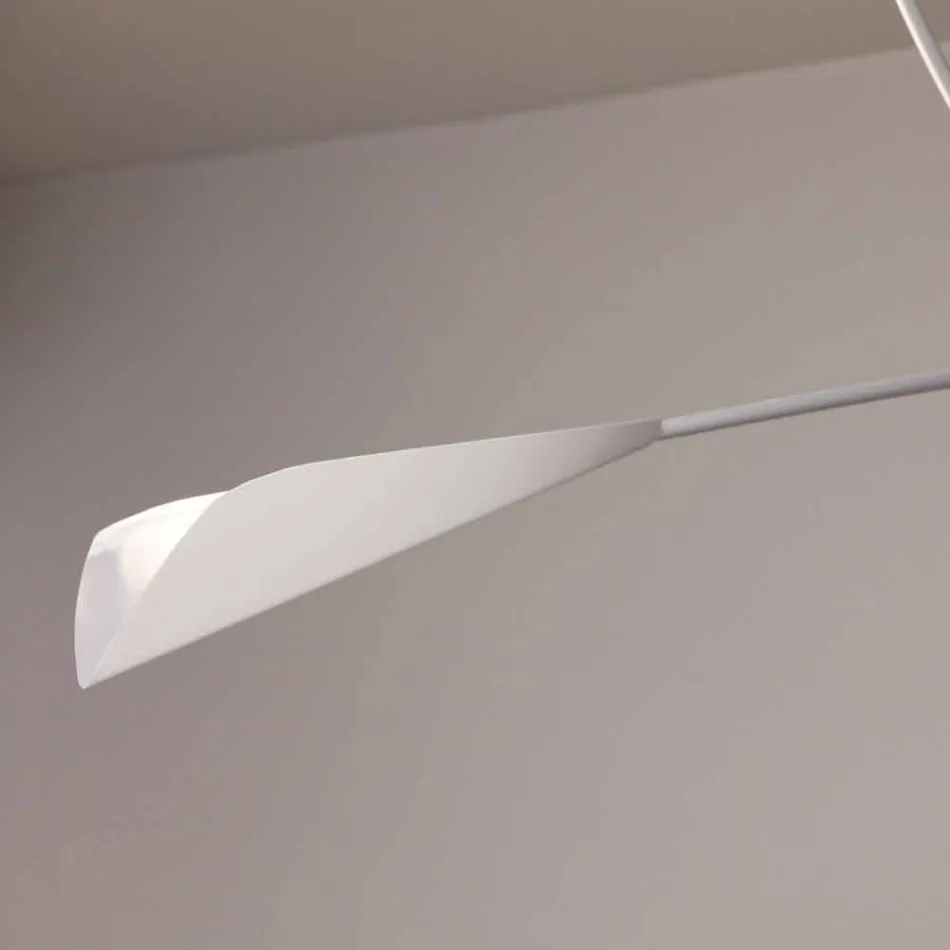Lustre de aço pintado de branco feito à mão feito na Itália - Elica Viadurini