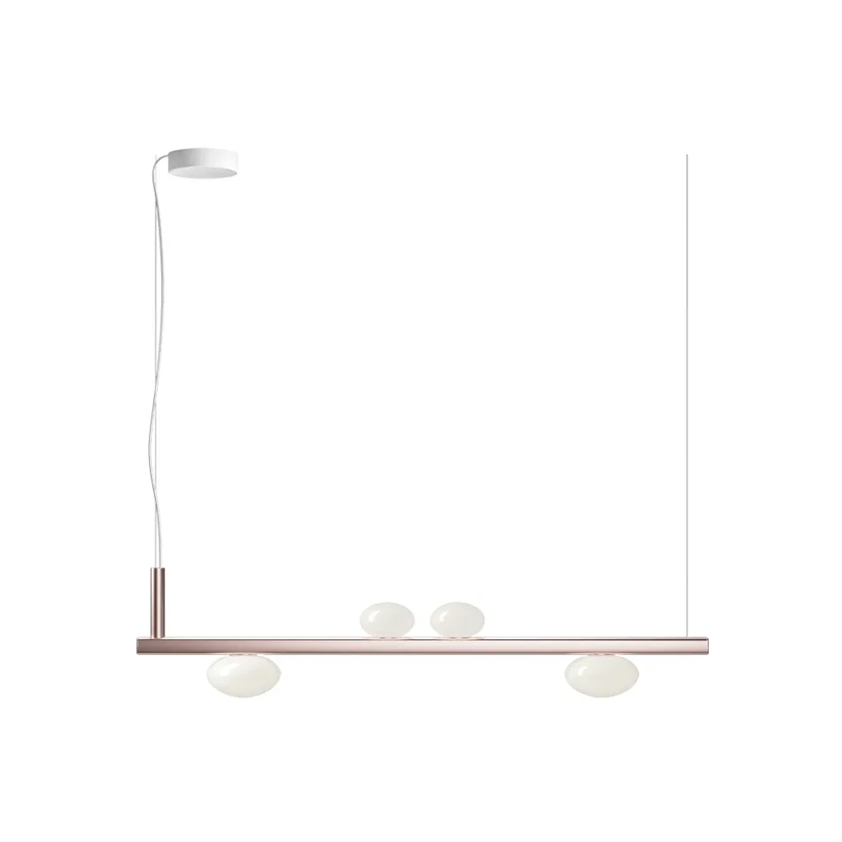 Lustre de alumínio com luz de vidro soprado branco - Alma Viadurini